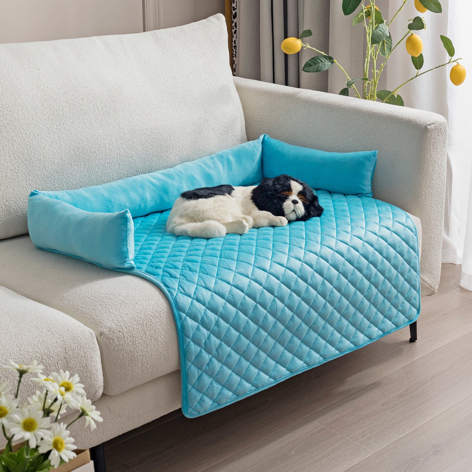 Cozy Curved Plush Pet Bed with Pillow - FurTrend