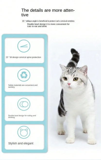 Double Slanted Bowl for Cats – Neck Protection - FurTrend
