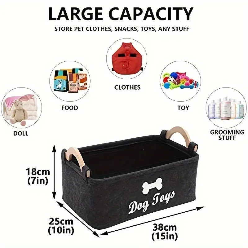 Dog Toy Storage Box – Felt Pet Organizer - FurTrend