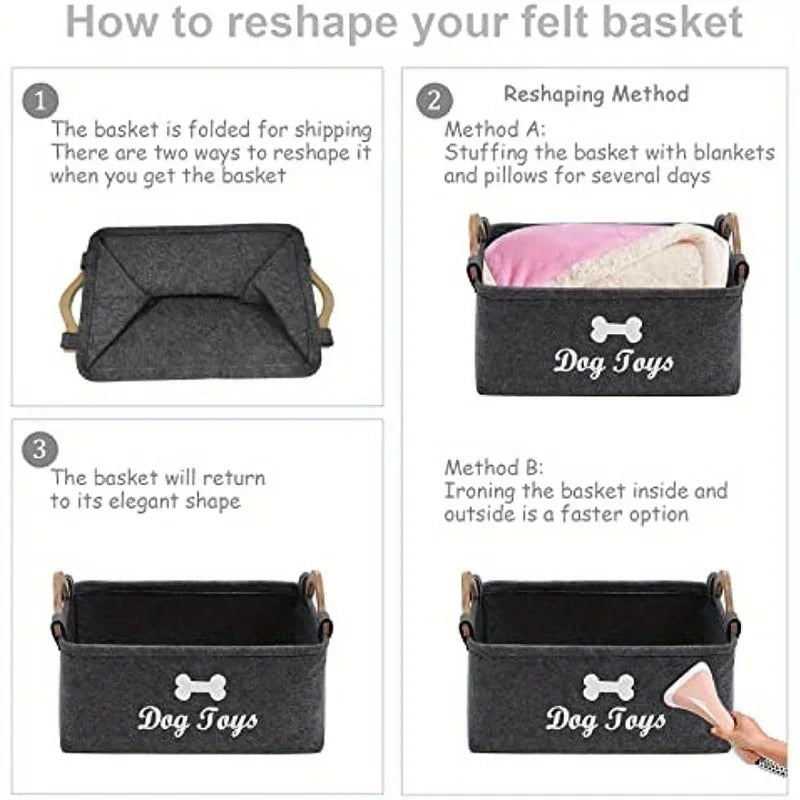 Dog Toy Storage Box – Felt Pet Organizer - FurTrend