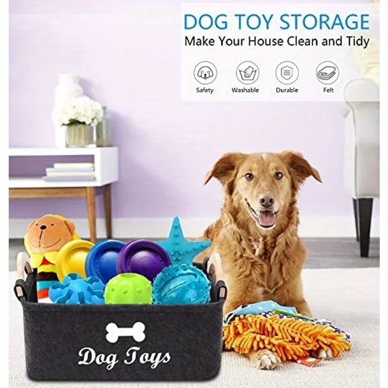 Dog Toy Storage Box – Felt Pet Organizer - FurTrend