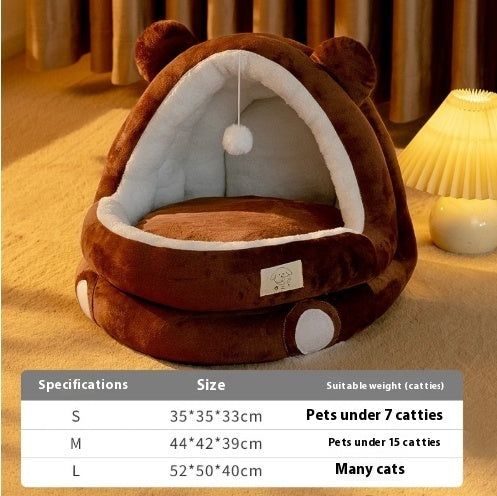 Plush Winter Cat Bed for Comfort