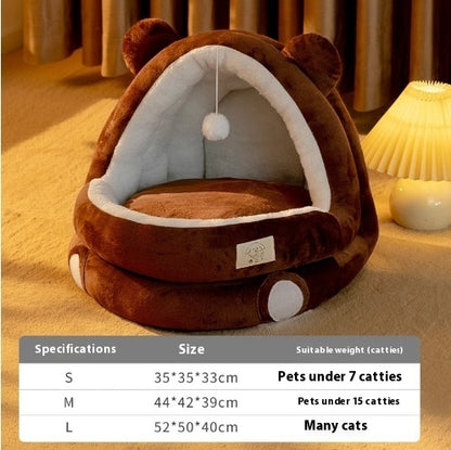 Plush Winter Cat Bed for Comfort