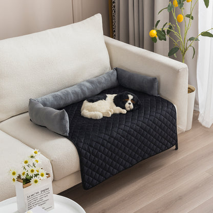 Cozy Curved Plush Pet Bed with Pillow - FurTrend