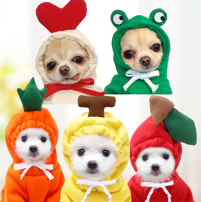 Cute Fruit Dog Hoodie – Winter Fleece for Small Pets - FurTrend
