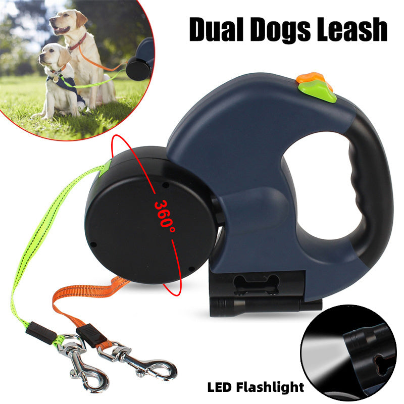 360 Swivel Dual Leash with Lights for Dogs - FurTrend