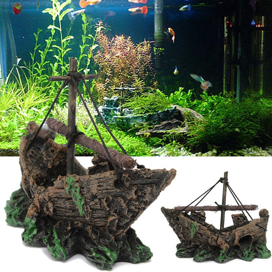 Decorative Resin Net Boat for Aquariums - FurTrend
