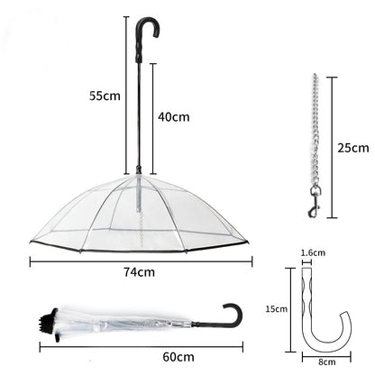 Pet Umbrella with Leash – Clear & Convenient - FurTrend