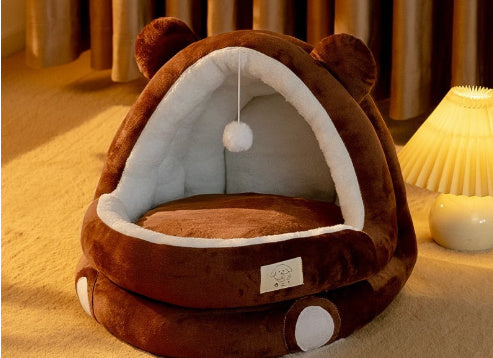 Plush Winter Cat Bed for Comfort