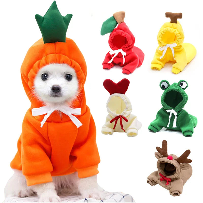 Cute Fruit Dog Hoodie – Winter Fleece for Small Pets - FurTrend