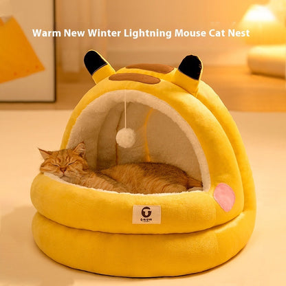 Plush Winter Cat Bed for Comfort