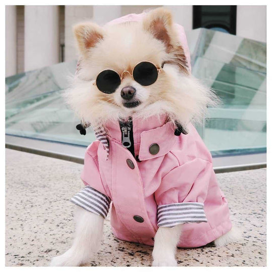 Stylish Windproof Dog Raincoat – British Retro Look