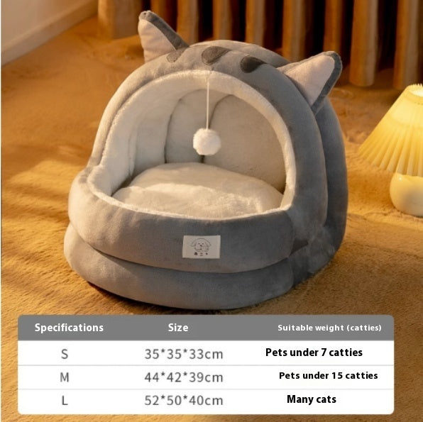Plush Winter Cat Bed for Comfort