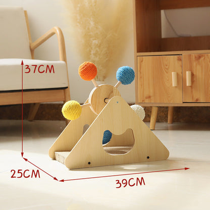 Solid Wood Rotary Table Cat Scratch Board Sisal Hemp Pet Products - FurTrend
